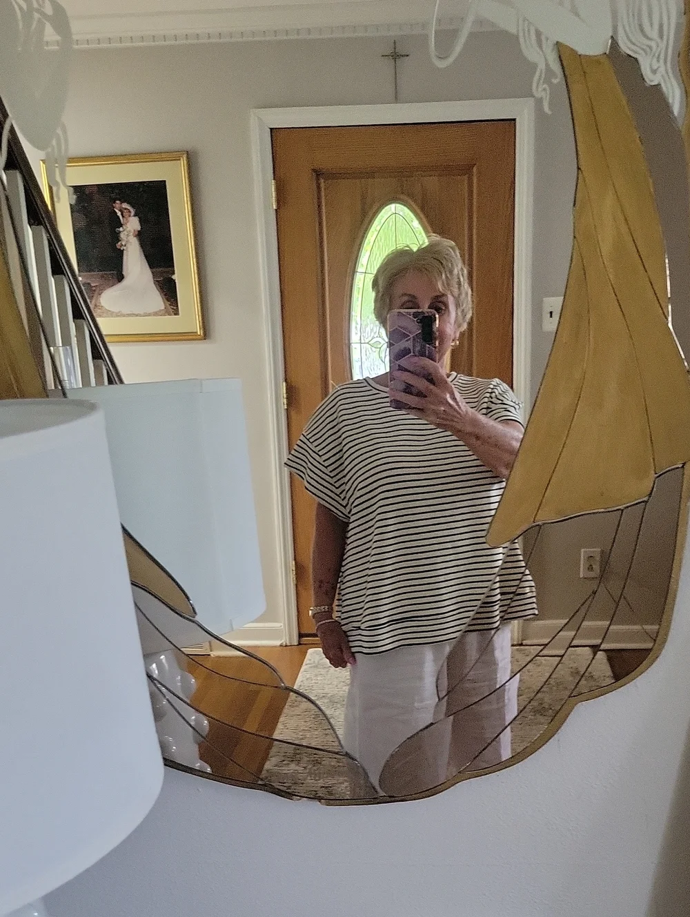Stile Collection Striped Short Sleeve Knit Top Black & Cream Size Small - Picture 9 of 9